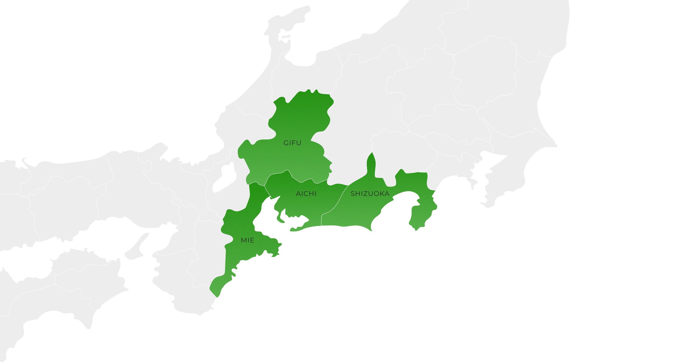 愛知県・静岡県・岐阜県・三重県の地図