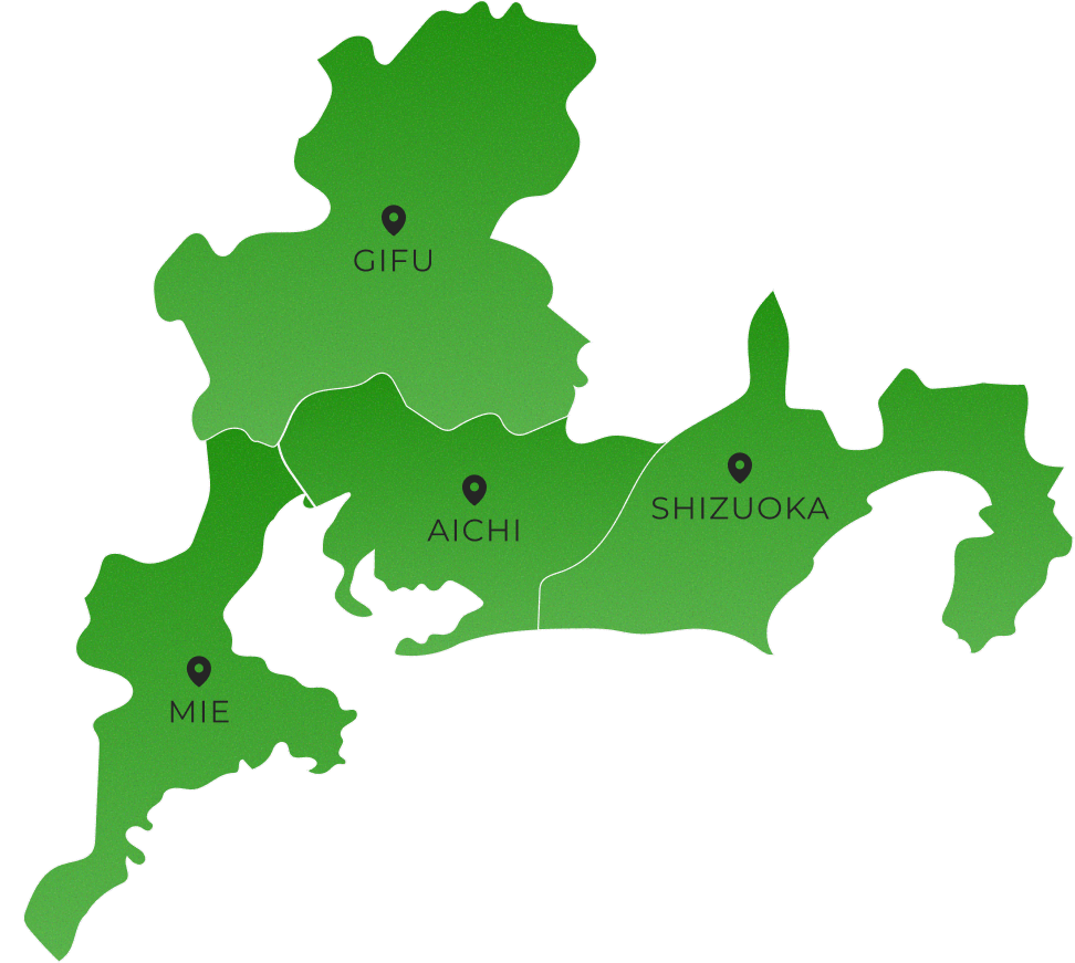 愛知県・静岡県・岐阜県・三重県の地図